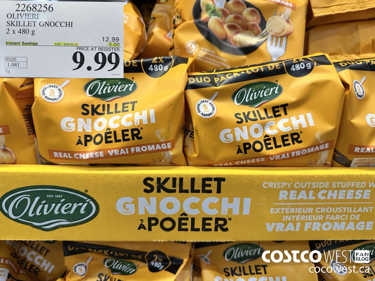 2268256 OLIVIERI SKILLET GNOCCHI 2 X 480G ($3.00 INSTANT SAVINGS EXPIRES ON 2025-02-16) $9.99
