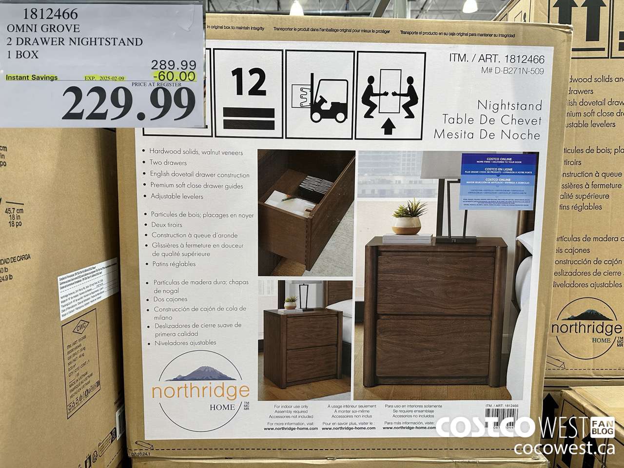 1812466 OMNI GROVE 2 DRAWER NIGHTSTAND 1 BOX ($60.00 INSTANT SAVINGS EXPIRES ON 2025-02-09) $229.99