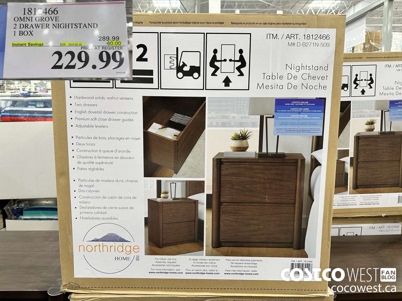 1812466 OMNI GROVE 2 DRAWER NIGHTSTAND 1 BOX ($60.00 INSTANT SAVINGS EXPIRES ON 2025-02-16) $229.99