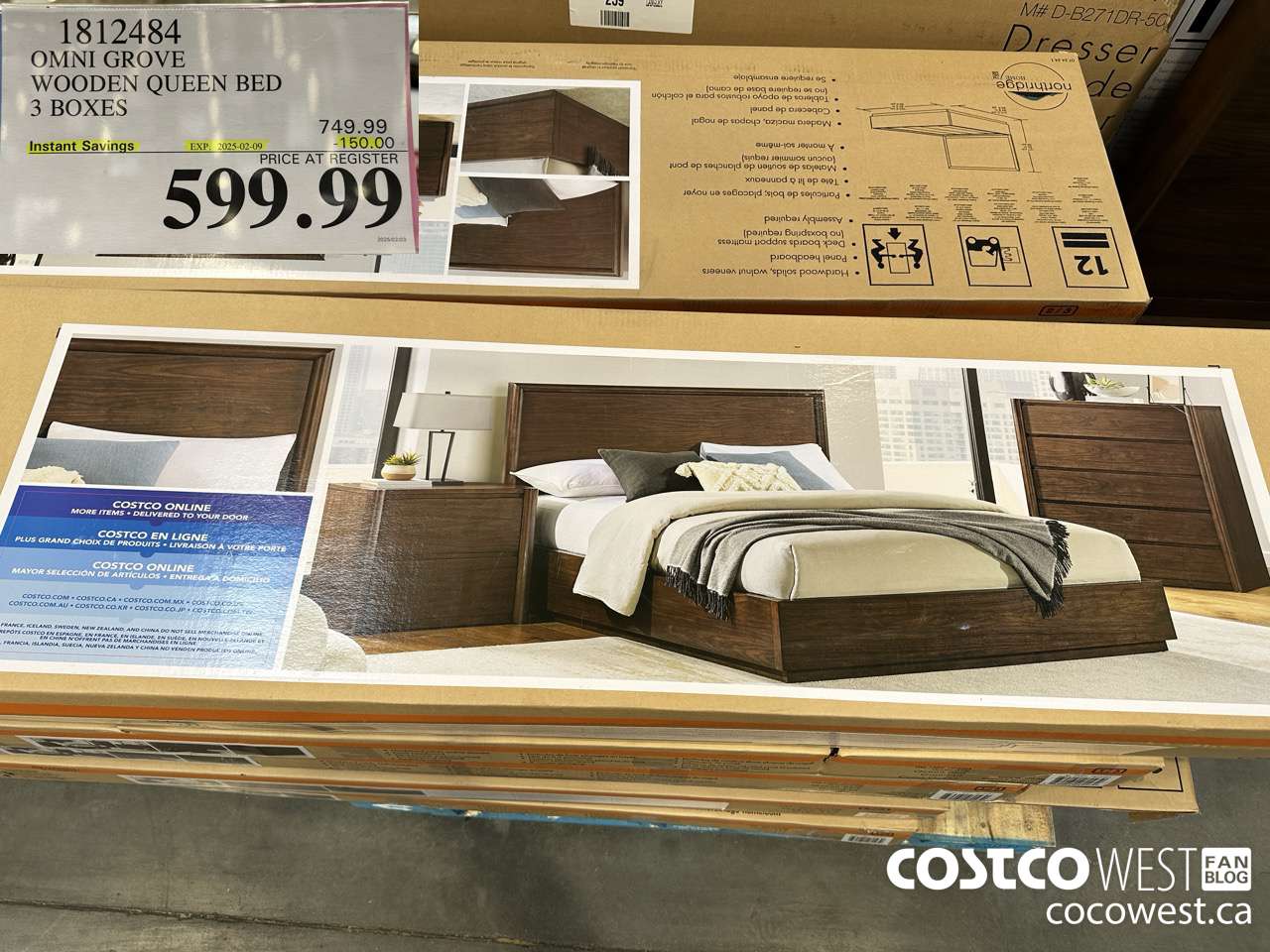 1812484 OMNI GROVE WOODEN QUEEN BED 3 BOXES ($150.00 INSTANT SAVINGS EXPIRES ON 2025-02-09) $599.99
