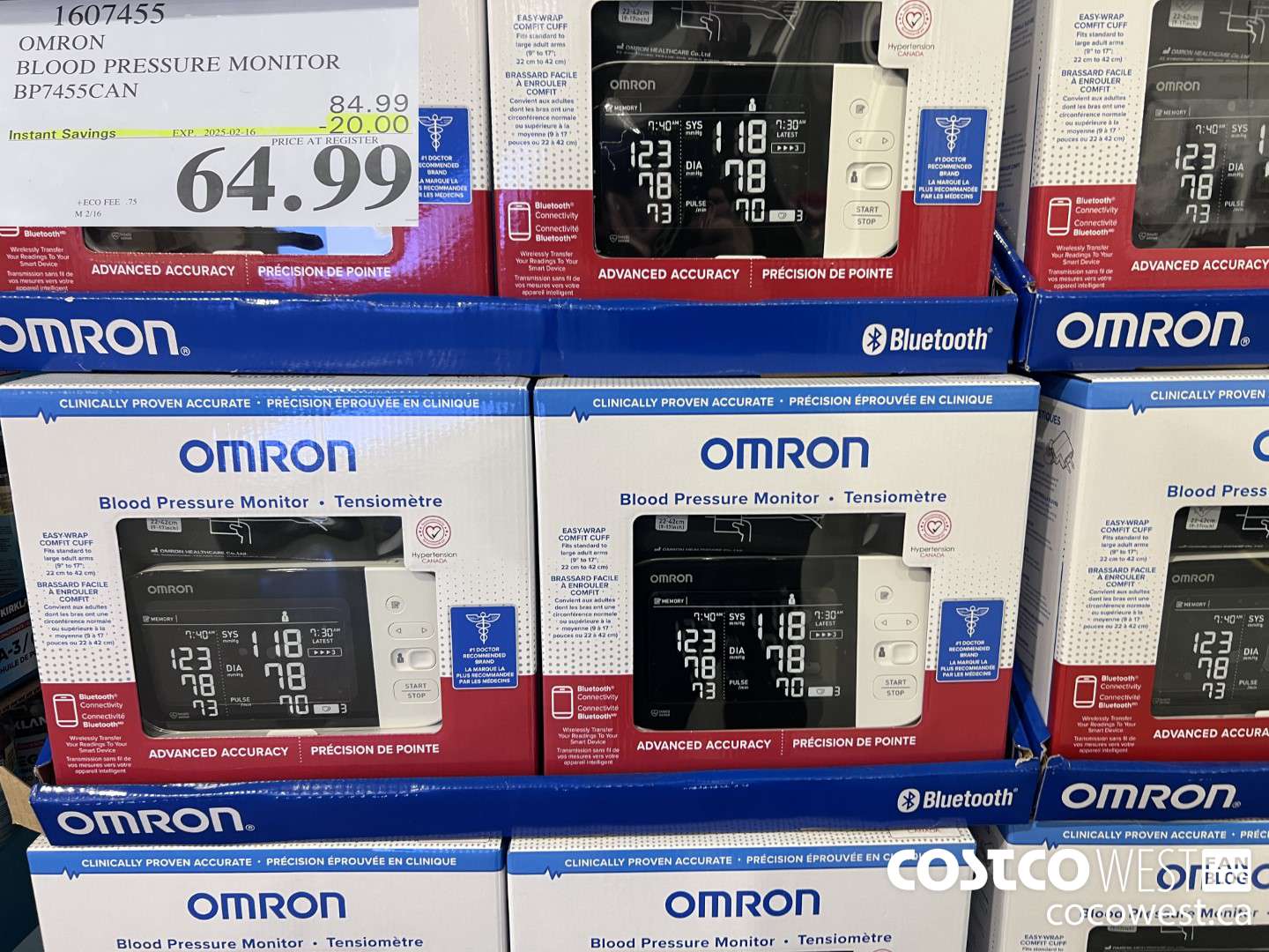 1607455 OMRON BLOOD PRESSURE MONITOR BP7455CAN ($20.00 INSTANT SAVINGS EXPIRES ON 2025-02-16) $64.99