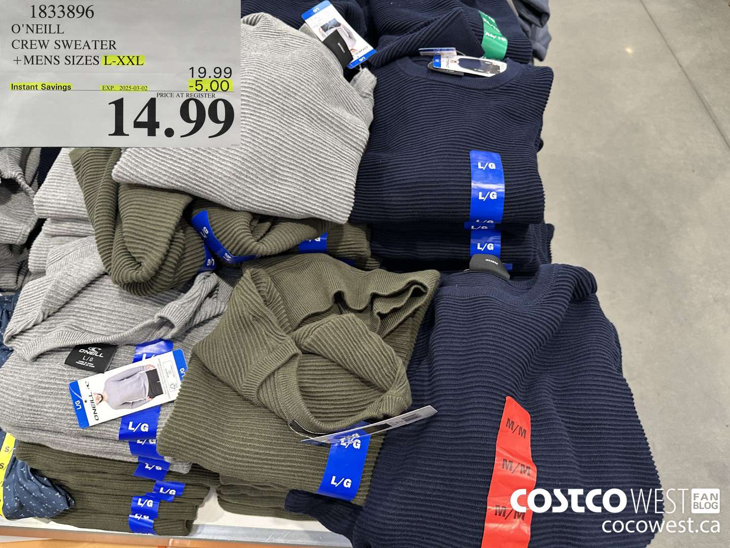 1833896 O'NEILL CREW SWEATER MENS SIZES M-XXL ($5.00 INSTANT SAVINGS EXPIRES ON 2025-03-02) $14.99