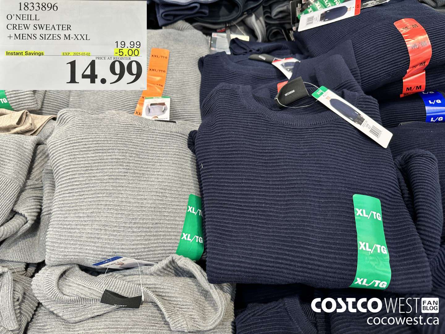 1833896 O'NEILL CREW SWEATER MENS SIZES M-XXL ($5.00 INSTANT SAVINGS EXPIRES ON 2025-03-02) $14.99