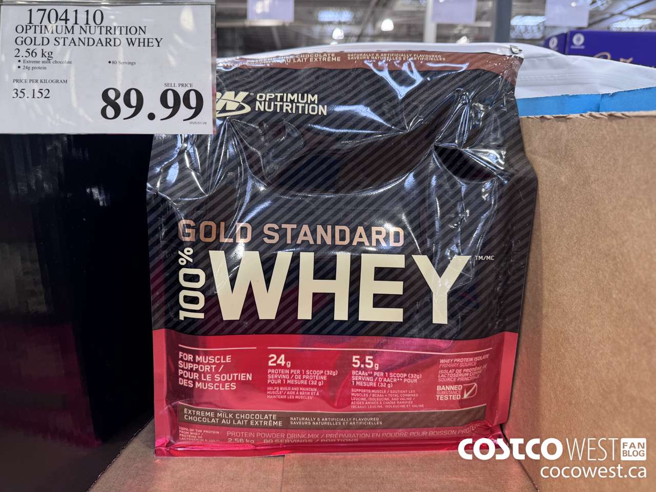 1704110 OPTIMUM NUTRITION GOLD STANDARD WHEY 2.56 KG $89.99