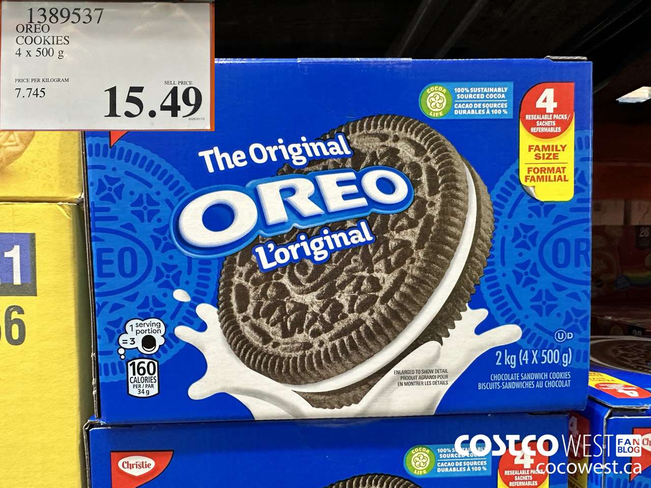 1389537 OREO COOKIES 4 X 500G $15.49