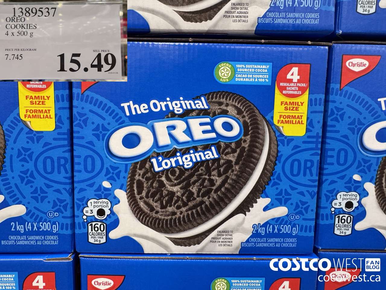1389537 OREO COOKIES 4 X 500G $15.49