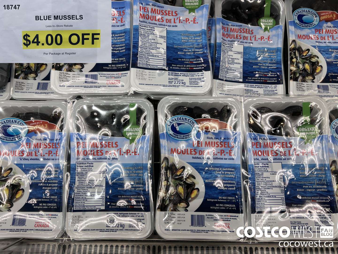 18747 ORGANIC LIVE BLUE MUSSELS (FARMED) 2.72 KILO TRAY ($4.00 INSTANT SAVINGS) $19.99