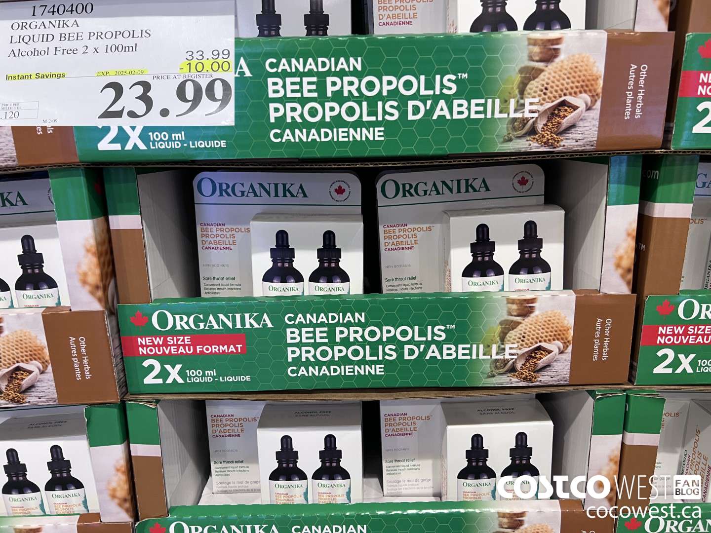 1740400 ORGANIKA LIQUID BEE PROPOLIS ALCOHOL FREE 2 X 100ML ($10.00 INSTANT SAVINGS EXPIRES ON 2025-02-09) $23.99