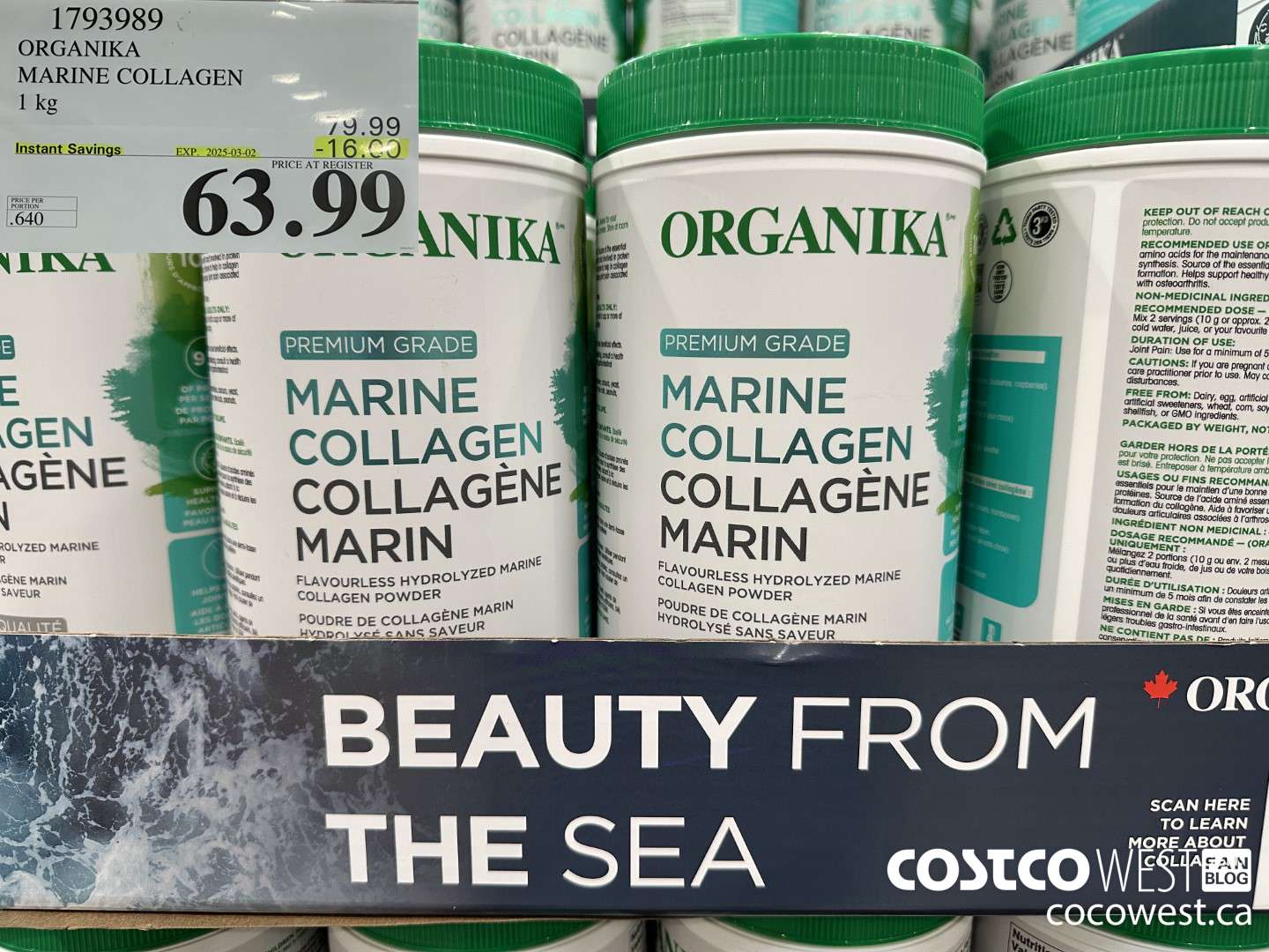 1793989 ORGANIKA MARINE COLLAGEN 1 KG ($16.00 INSTANT SAVINGS EXPIRES ON 2025-03-02) $63.99