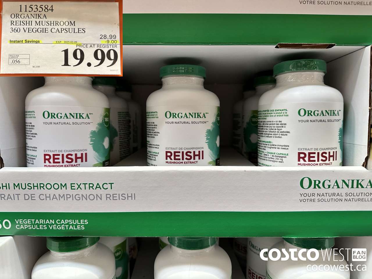 1153584 ORGANIKA REISHI MUSHROOM 360 VEGGIE CAPSULES ($9.00 INSTANT SAVINGS EXPIRES ON 2025-02-09) $19.99