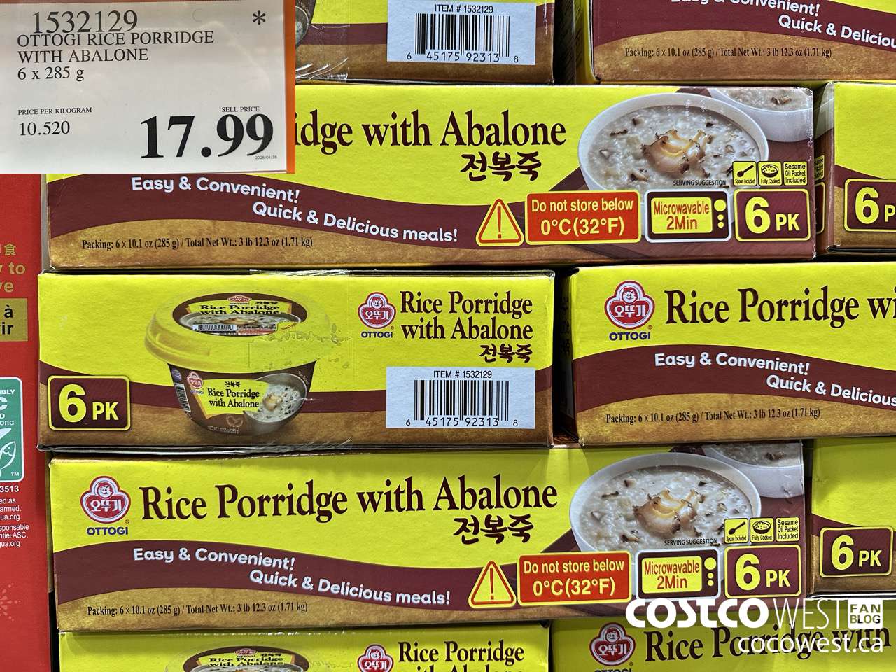 1532129 OTTOGI RICE PORRIDGE WITH ABALONE 6 X 285G $17.99