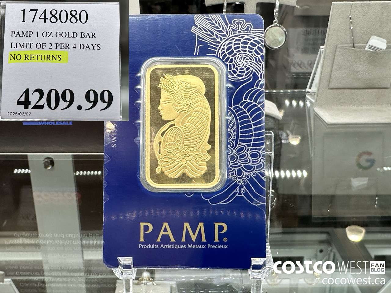 1748080 PAMP 1 OZ GOLD BAR LIMIT OF 2 PER 4 DAYS NO RETURNS $4209.99
