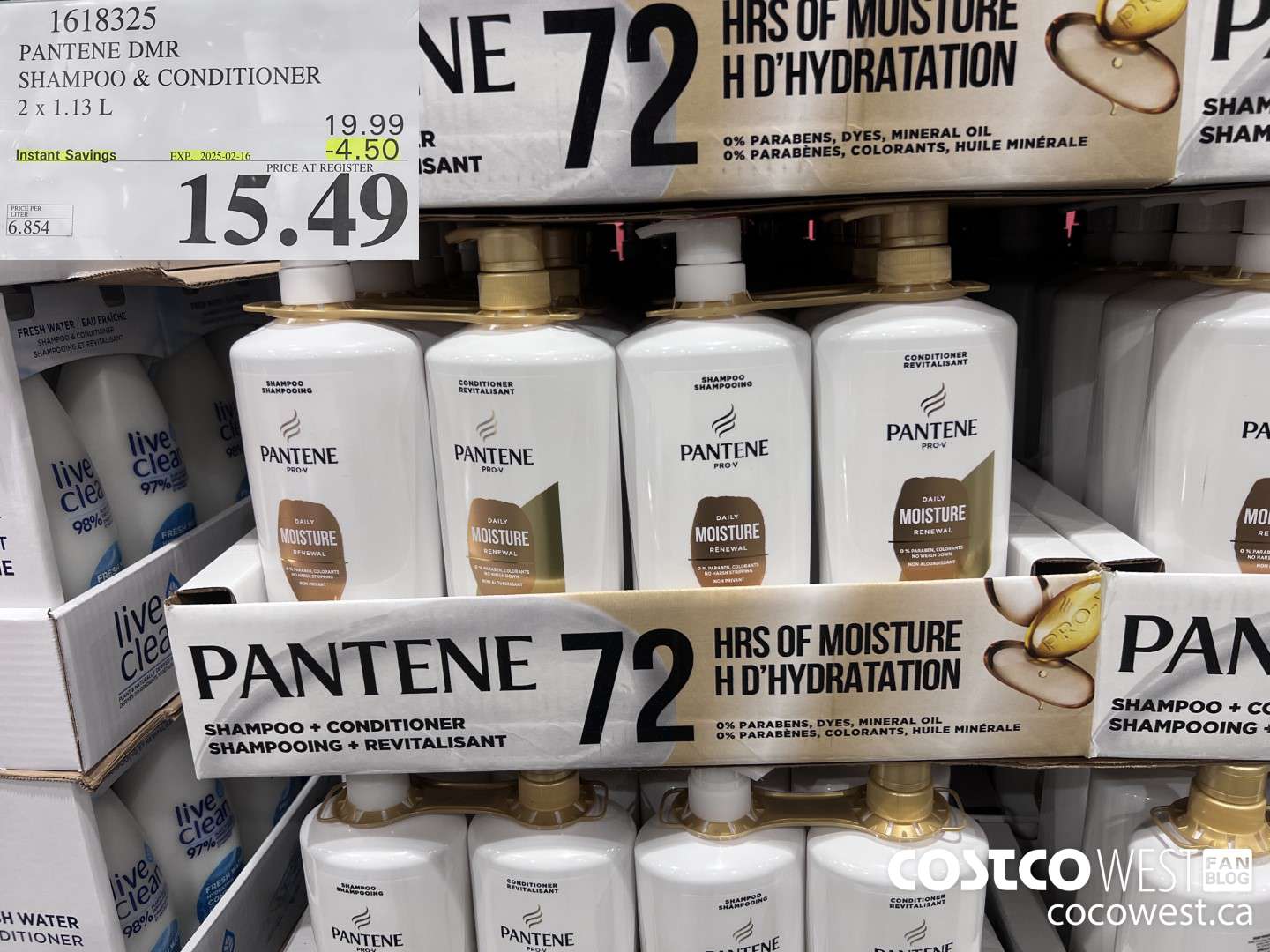 1618325 PANTENE DMR SHAMPOO/CONDITIONER 2 x 1.13 L ($4.50 INSTANT SAVINGS EXPIRES ON 2025-01-26) $15.49