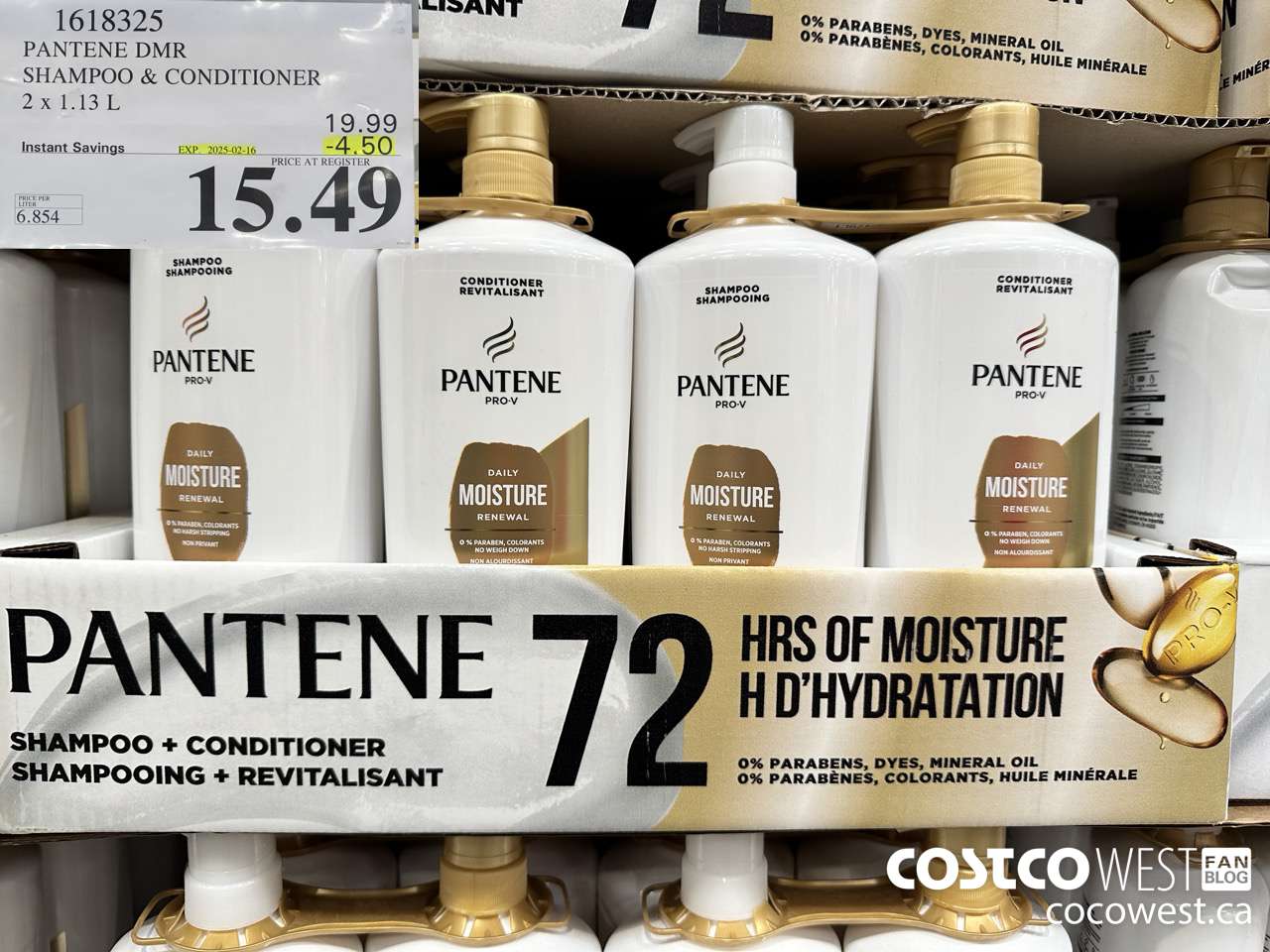 1618325 PANTENE DMR SHAMPOO/CONDITIONER 2 x 1.13 L ($4.50 INSTANT SAVINGS EXPIRES ON 2025-02-16) $15.49