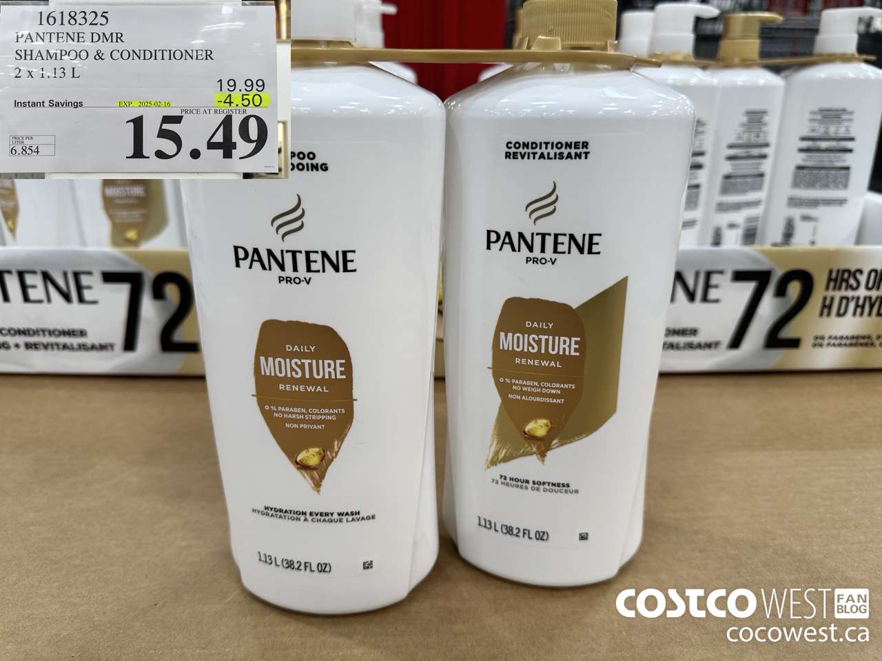 1618325 PANTENE DMR SHAMPOO/CONDITIONER 2 x 1.13 L ($4.50 INSTANT SAVINGS EXPIRES ON 2025-02-16) $15.49
