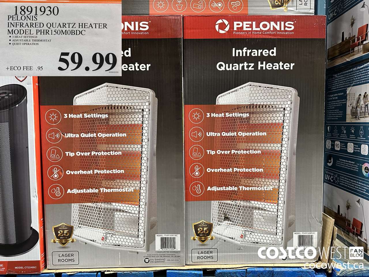 1891930 PELONIS INFRARED QUARTZ HEATER MODEL PHR150M0BDC $59.99