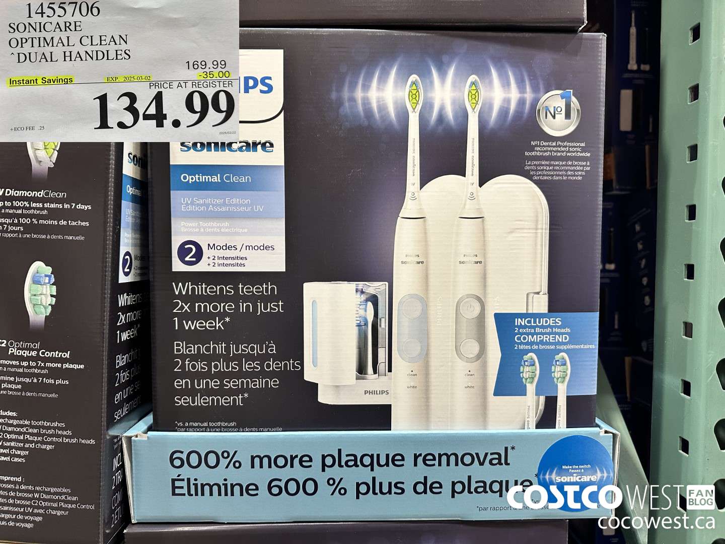 1455706 PHILIPS/SONICARE OPTIMAL CLEAN DUAL HANDLES ($35.00 INSTANT SAVINGS EXPIRES ON 2025-03-02) $134.99