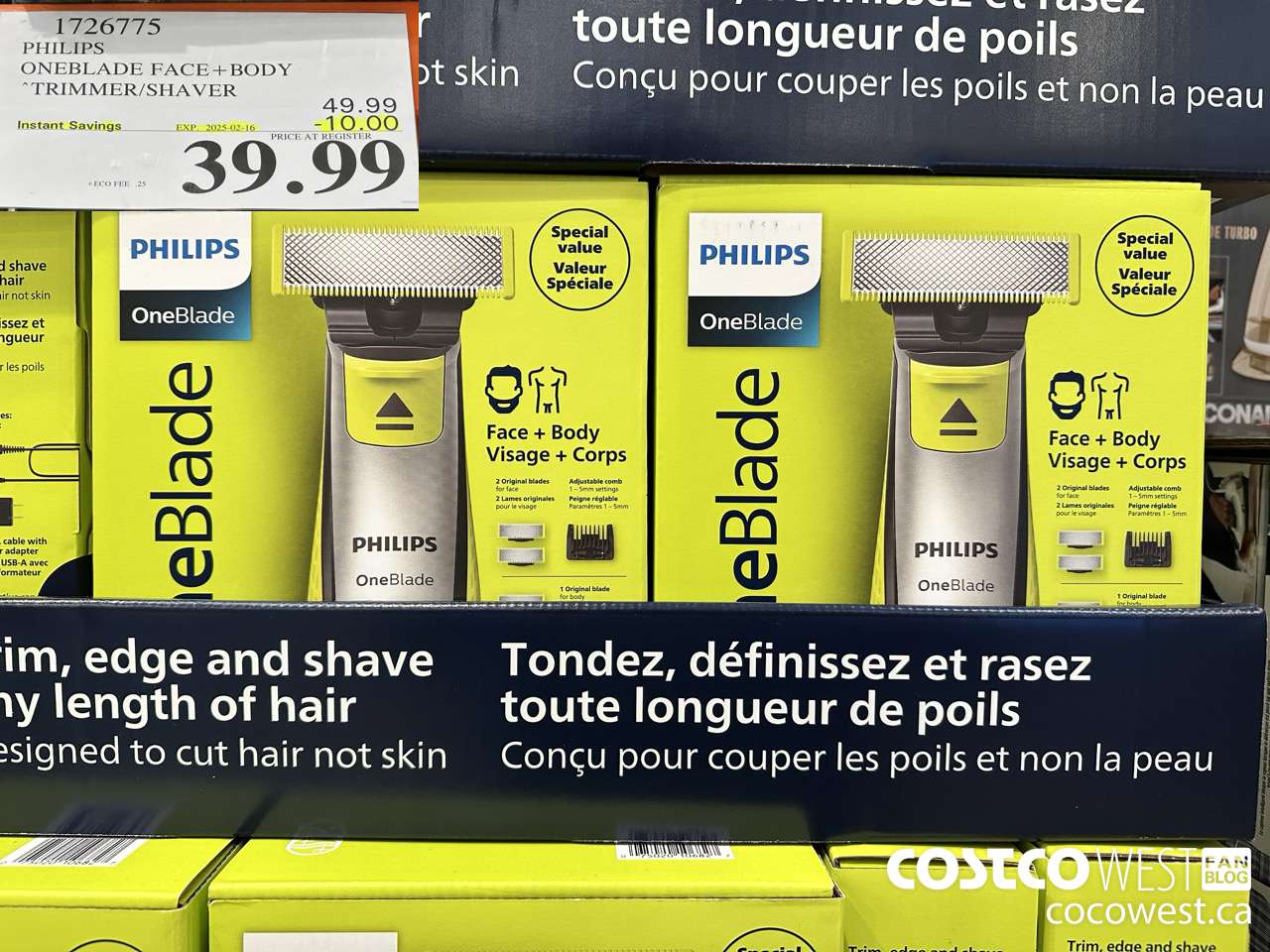 1726775 PHILIPS ONEBLADE FACE + BODY TRIMMER/SHAVER ($10.00 INSTANT SAVINGS EXPIRES ON 2025-02-16) $39.99