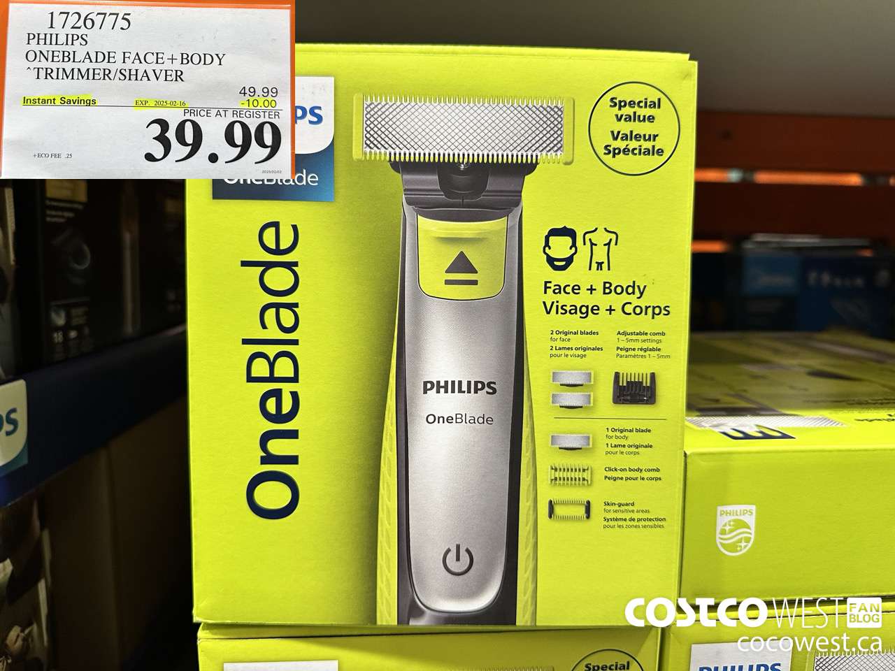 1726775 PHILIPS ONEBLADE FACE + BODY TRIMMER/SHAVER ($10.00 INSTANT SAVINGS EXPIRES ON 2025-02-16) $39.99