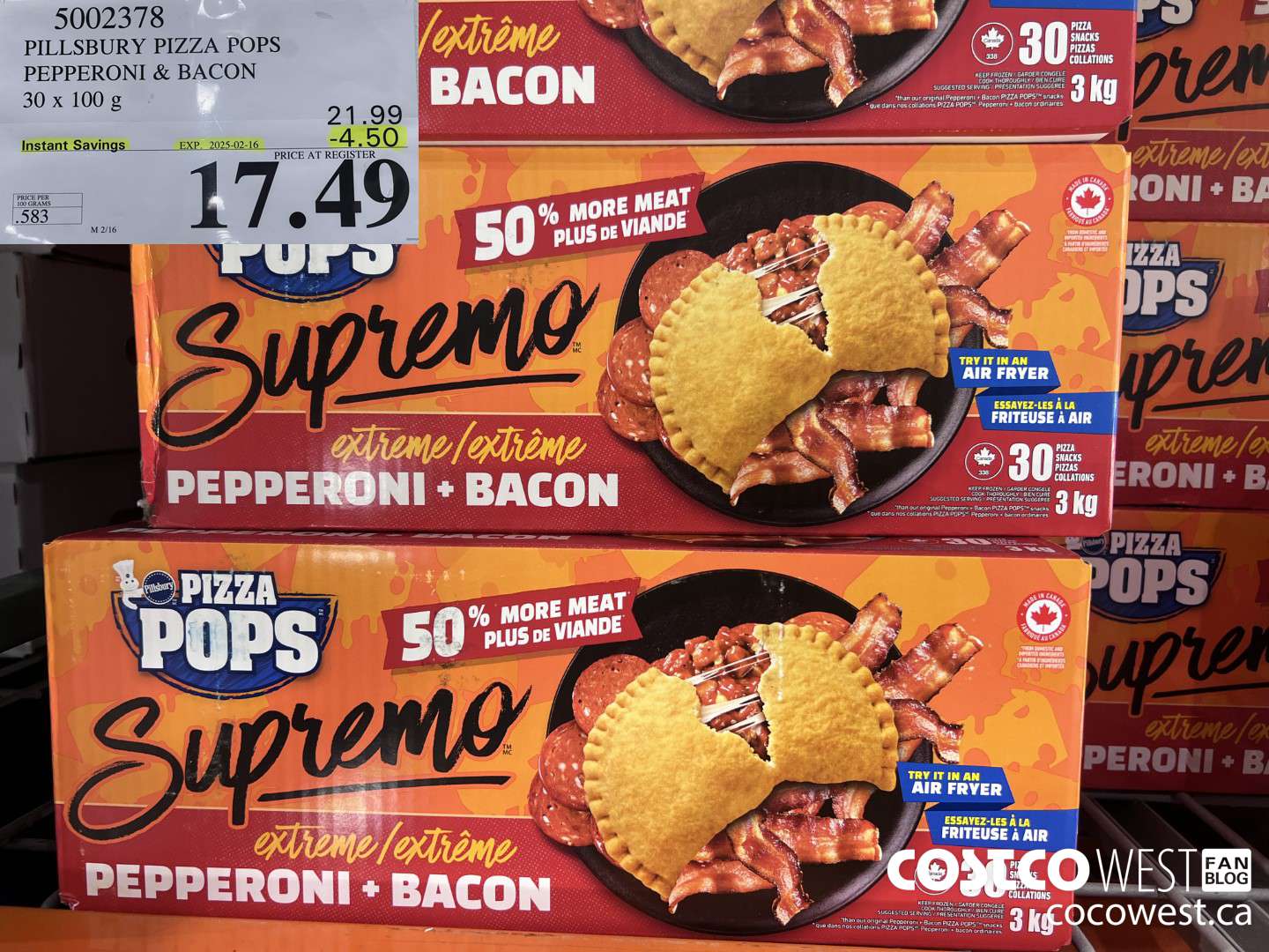 5002378 PILLSBURY PIZZA POPS PEPPERONI & BACON 30 x 100 g ($4.50 INSTANT SAVINGS EXPIRES ON 2025-02-16) $17.99
