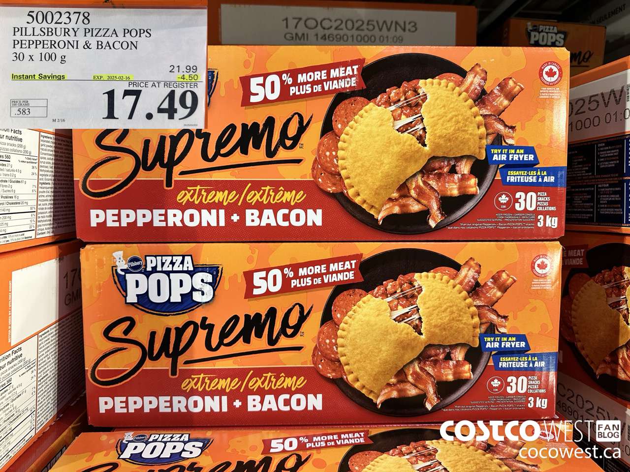 5002378 PILLSBURY PIZZA POPS PEPPERONI & BACON 30 x 100 g ($4.50 INSTANT SAVINGS EXPIRES ON 2025-02-16) $17.99