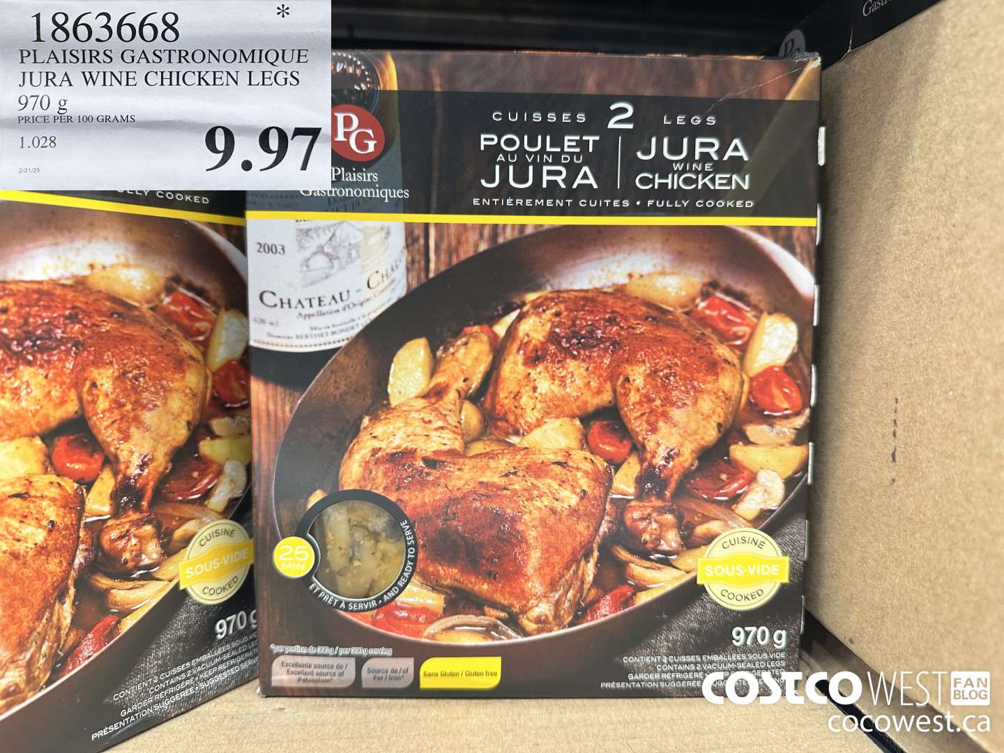 1863668 PLAISIRS GASTRONOMIQUE JURA WINE CHICKEN LEGS 970G $9.97