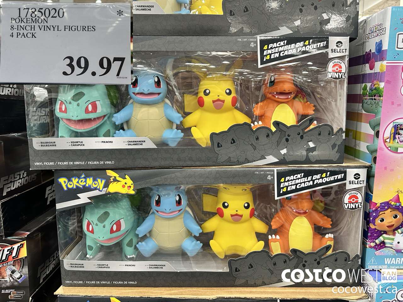 1785020 POKEMON 8-INCH VINYL FIGURES 4 PACK $39.97