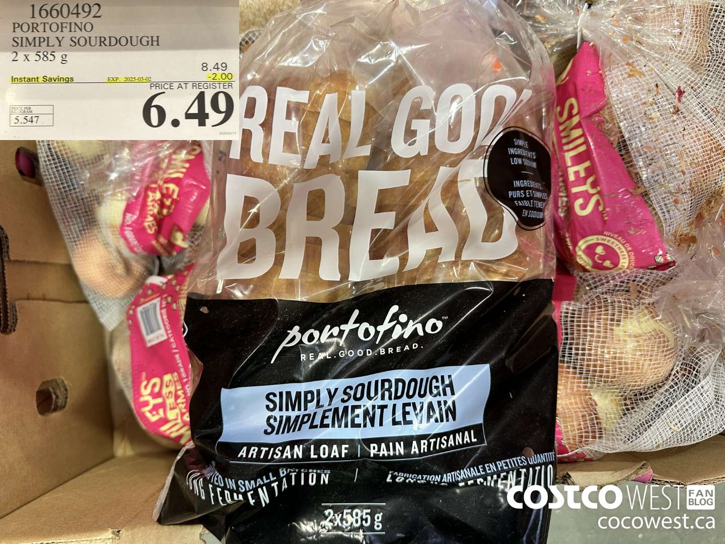1660492 PORTOFINO SIMPLY SOURDOUGH 2 X 585 G ($2.00 INSTANT SAVINGS EXPIRES ON 2025-03-02) $6.49