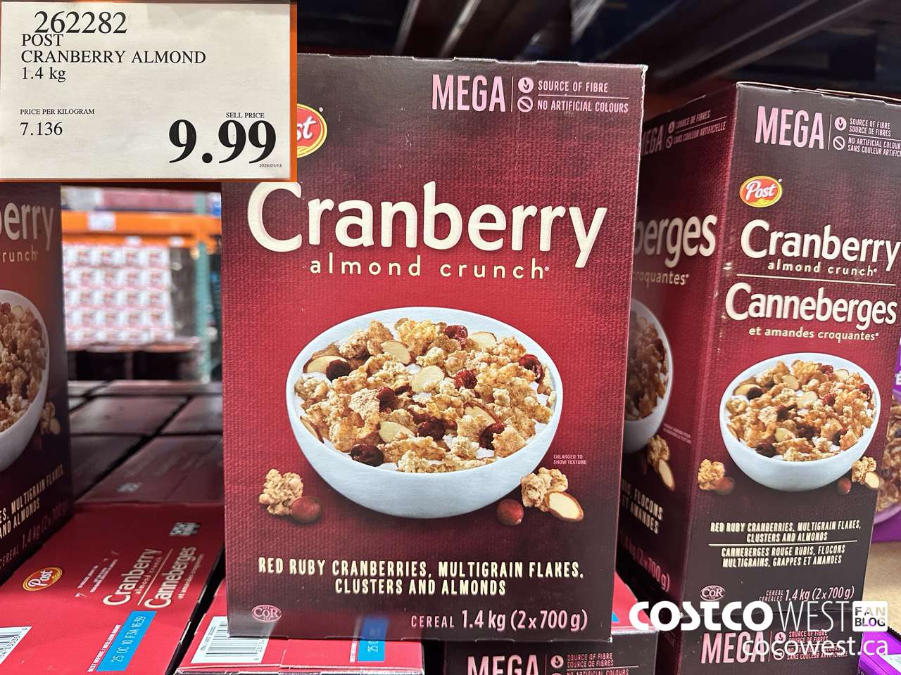 262282 POST CRANBERRY ALMOND CRUNCH 1.4 kg $9.99