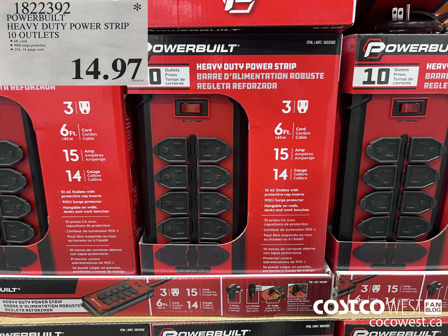 1822392 POWERBUILT HEAVY DUTY POWER STRIP 10 OUTLETS $14.97