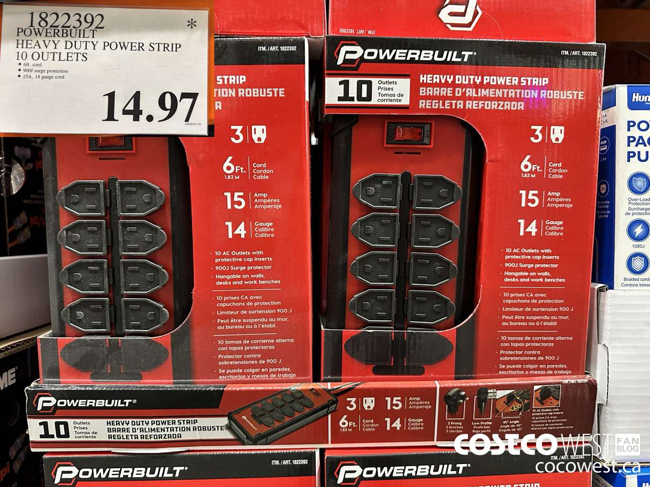 1822392 POWERBUILT HEAVY DUTY POWER STRIP 10 OUTLETS $14.97