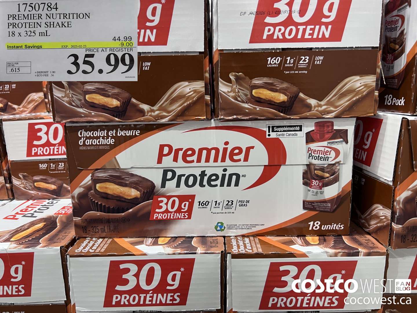 1750784 PREMIER NUTRITION PROTEIN SHAKE 18 X 325 ML ($9.00 INSTANT SAVINGS EXPIRES ON 2025-02-23) $35.99