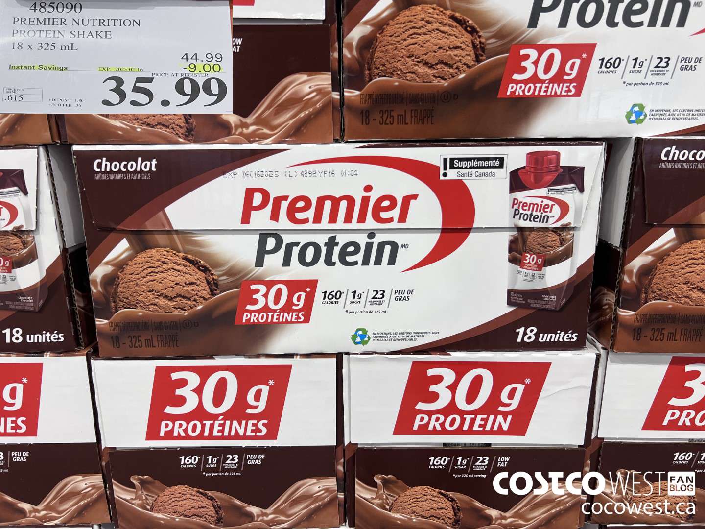 485090 PREMIER NUTRITION PROTEIN SHAKE 18 x 325 mL ($9.00 INSTANT SAVINGS EXPIRES ON 2025-02-16) $35.99