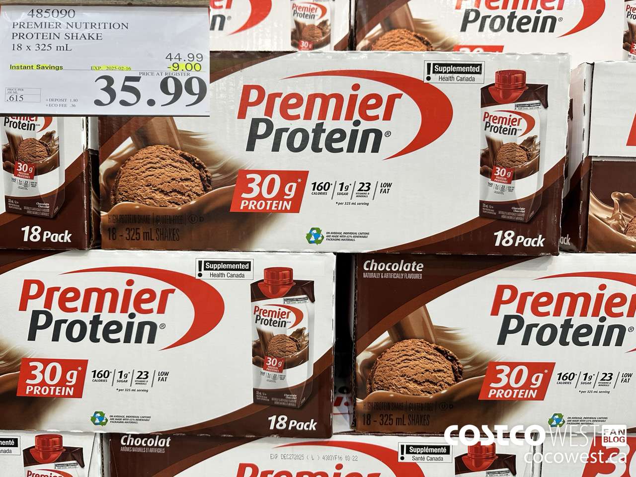 485090 PREMIER NUTRITION PROTEIN SHAKE 18 x 325 mL ($9.00 INSTANT SAVINGS EXPIRES ON 2025-02-16) $35.99