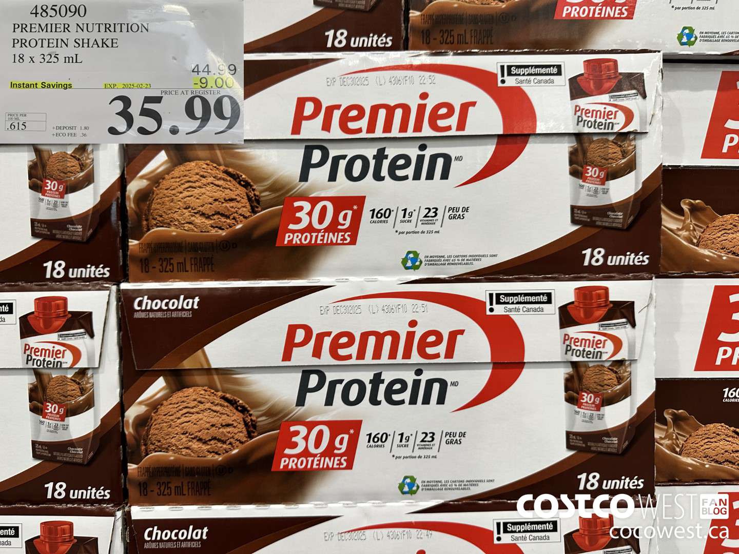 485090 PREMIER NUTRITION PROTEIN SHAKE 18 x 325 mL ($9.00 INSTANT SAVINGS EXPIRES ON 2025-02-23) $35.99