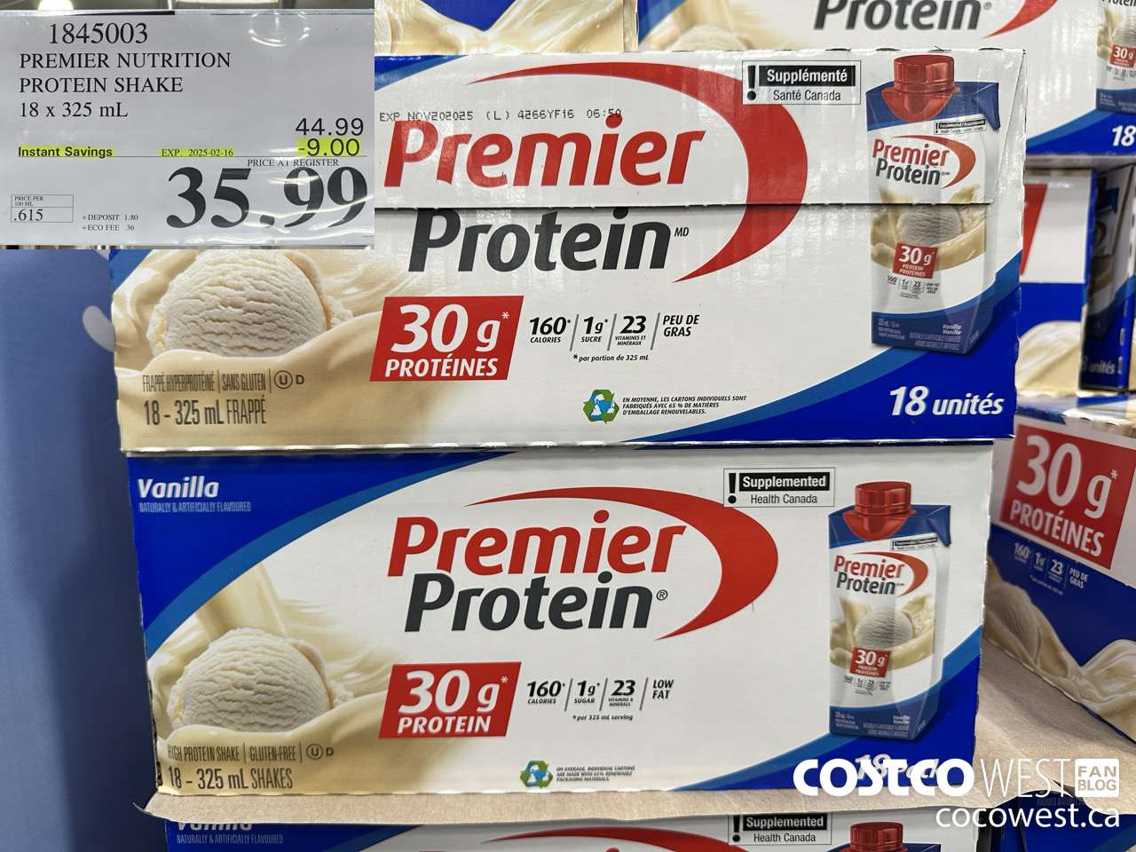 1845003 PREMIUM NUTRITION PROTEIN SHAKE 18 X 325ML ($9.00 INSTANT SAVINGS EXPIRES ON 2025-02-16) $35.99