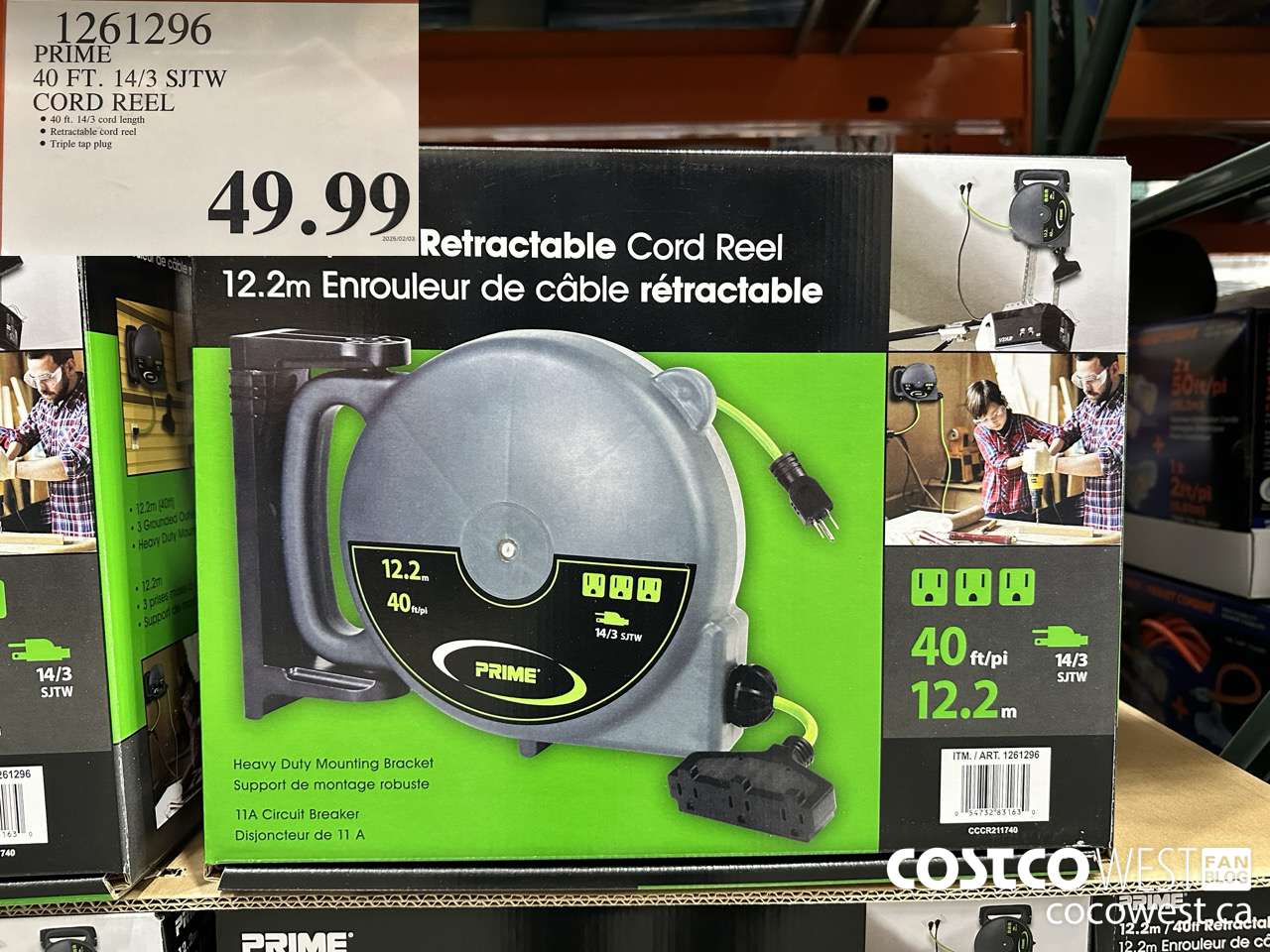 1261296 PRIME 40FT. 14/3 SJTW CORD REEL $49.99