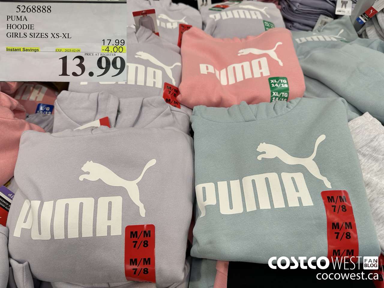 5268888 PUMA HOODIE GIRLS SIZES XS-XL ($4.00 INSTANT SAVINGS EXPIRES ON 2025-02-09) $13.99