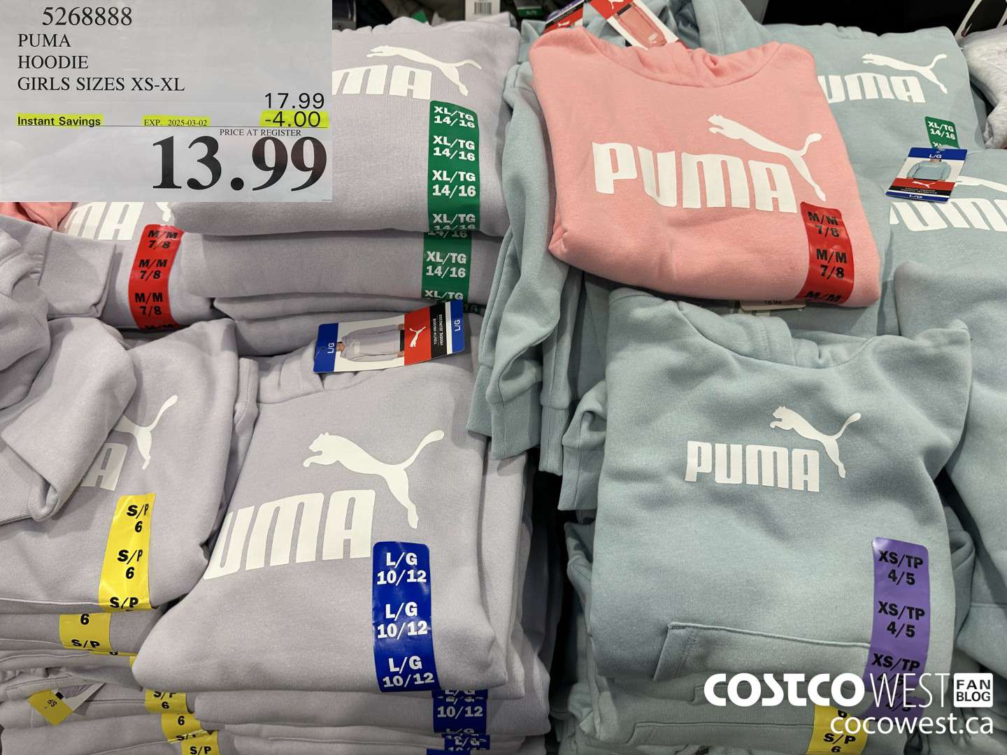 5268888 PUMA HOODIE GIRLS SIZES XS-XL ($4.00 INSTANT SAVINGS EXPIRES ON 2025-03-02) $13.99