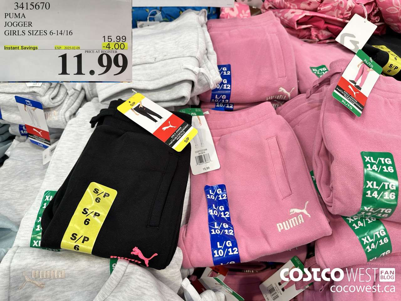 3415670 PUMA JOGGER GIRLS SIZES 6-14/16 ($4.00 INSTANT SAVINGS EXPIRES ON 2025-02-09) $11.99