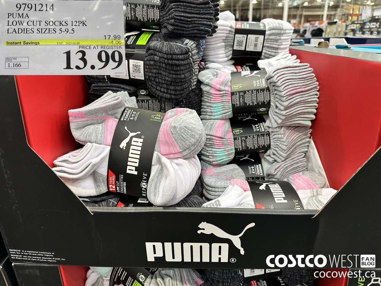 9791214 PUMA LOW CUT SOCKS 12PK LADIES SIZES 5-9.5 ($4.00 INSTANT SAVINGS EXPIRES ON 2025-02-09) $13.99