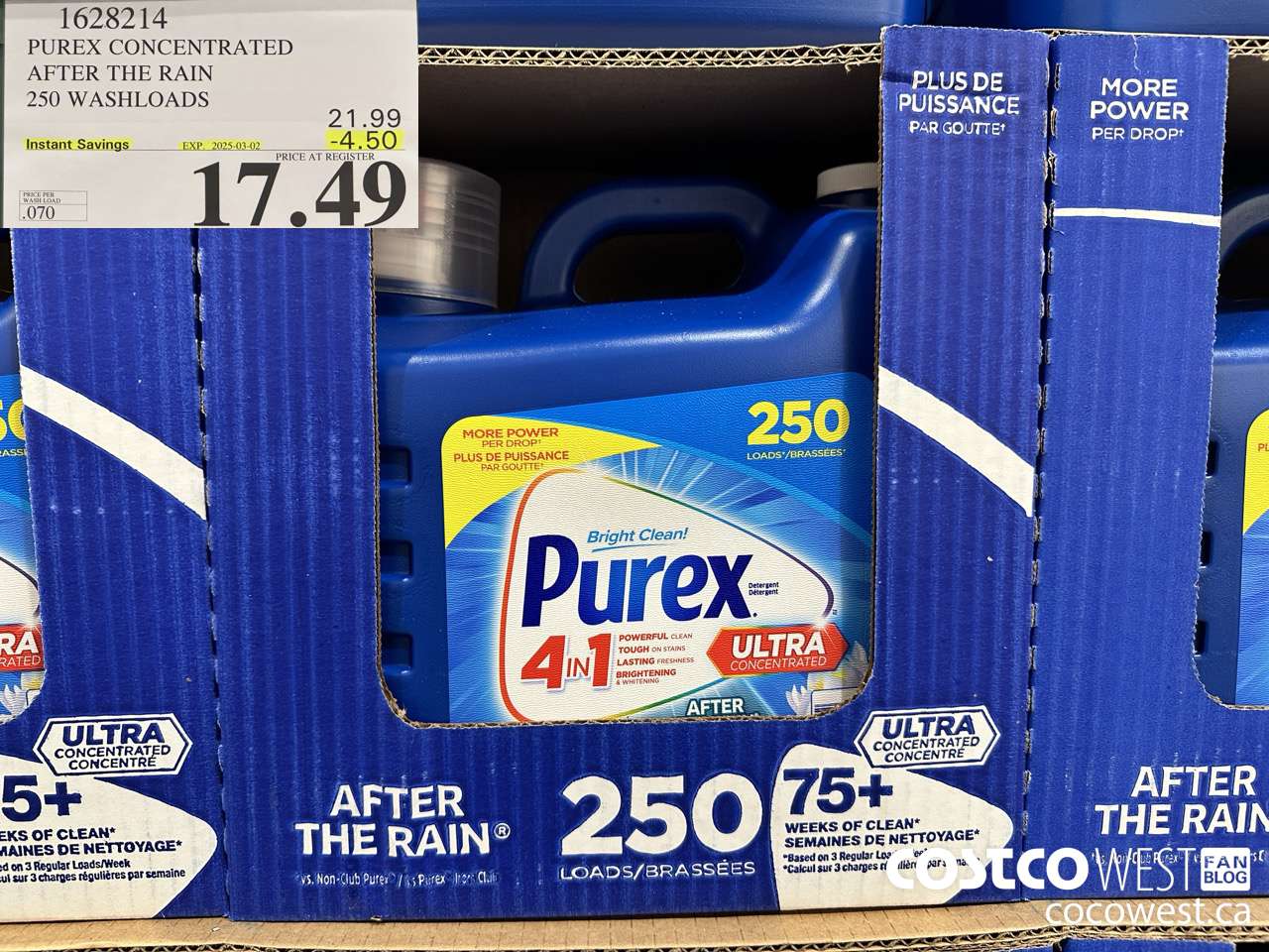 1628214 PUREX CONCENTRATED AFTER THE RAIN 250 WASHLOADS ($4.50 INSTANT SAVINGS EXPIRES ON 2025-03-02) $17.49