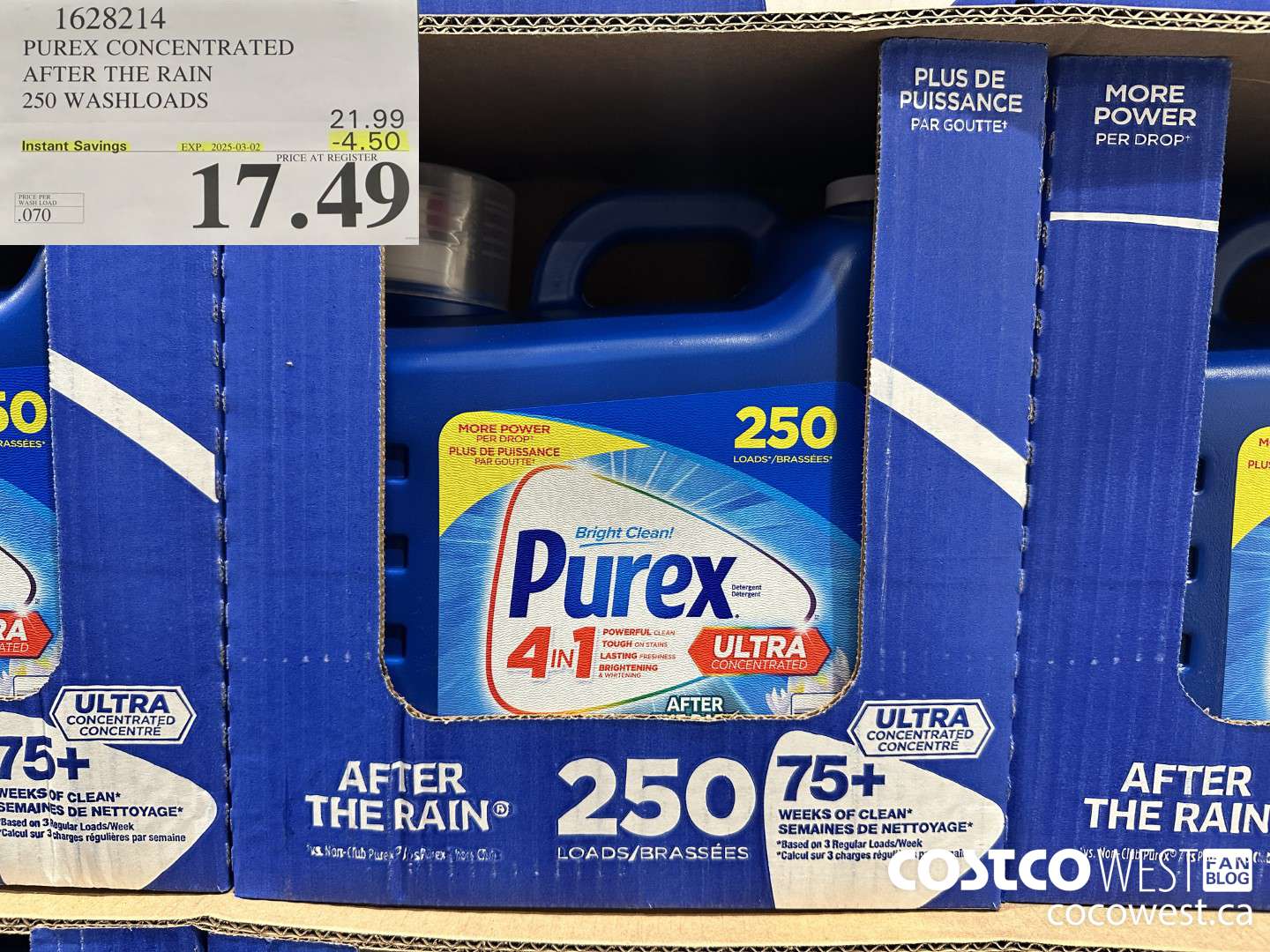 1628214 PUREX CONCENTRATED AFTER THE RAIN 250 WASHLOADS ($4.50 INSTANT SAVINGS EXPIRES ON 2025-03-02) $17.49