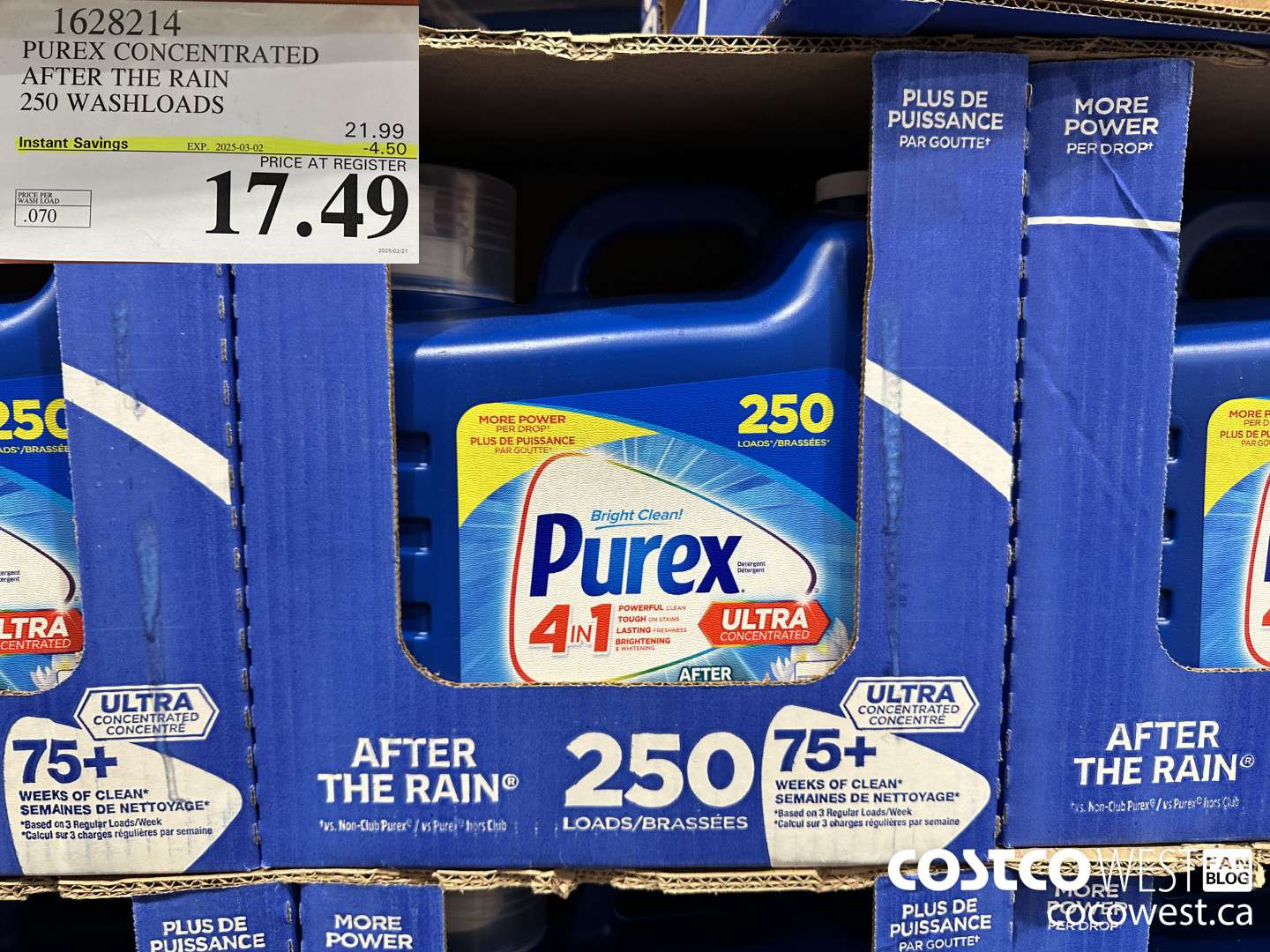 1628214 PUREX CONCENTRATED AFTER THE RAIN 250 WASHLOADS ($4.50 INSTANT SAVINGS EXPIRES ON 2025-03-02) $17.49