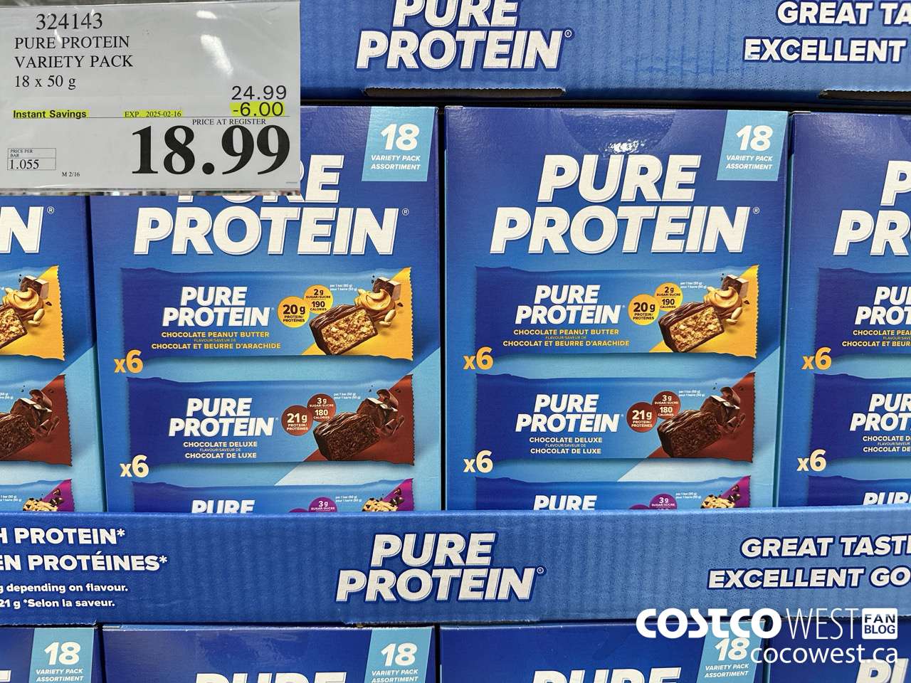 324143 PURE PROTEIN VARIETY PACK 18 X 50G ($6.00 INSTANT SAVINGS EXPIRES ON 2025-02-16) $18.99