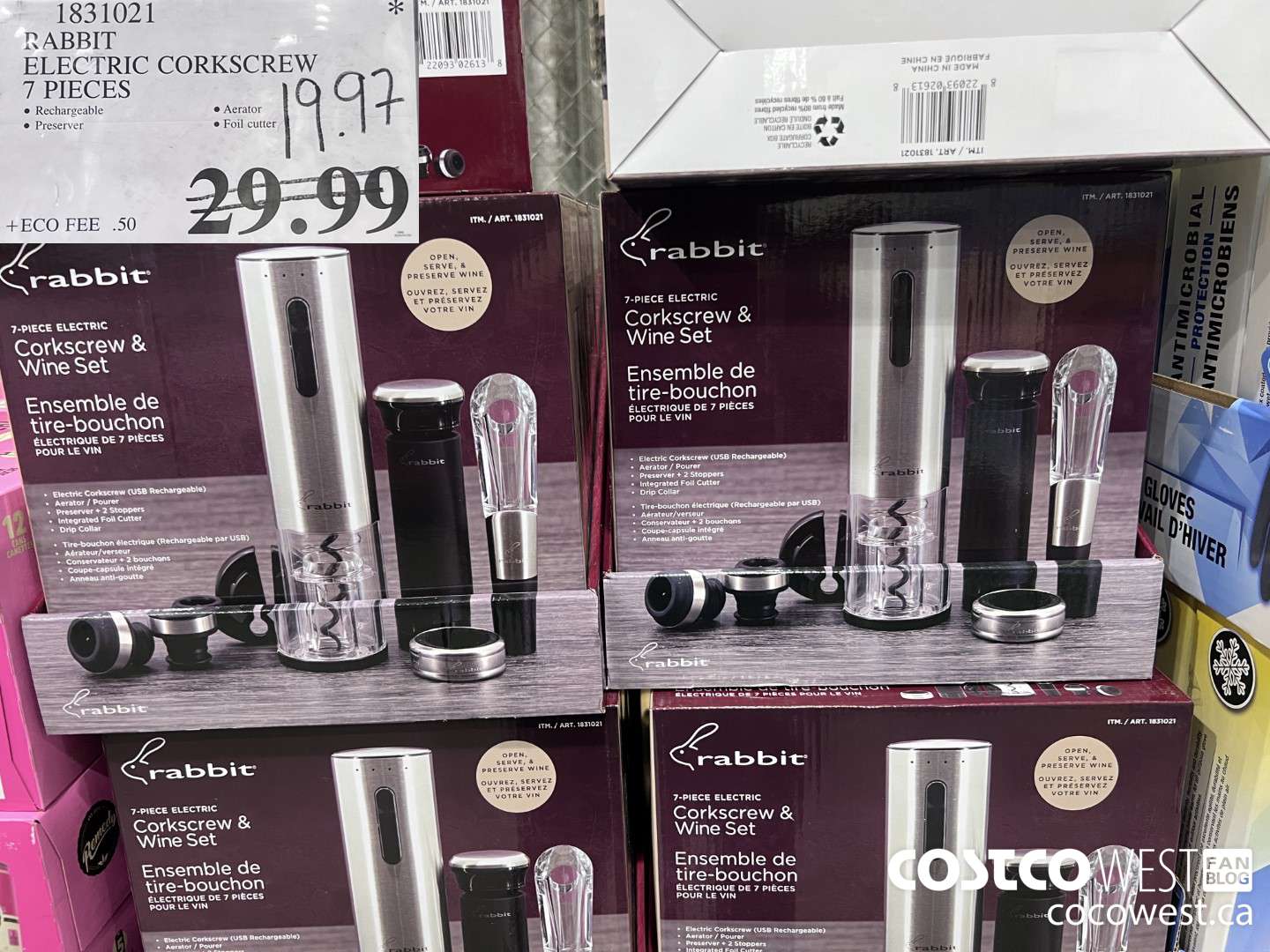 1831021 RABBIT ELECTRIC CORCKSCREW 7 PIECES $19.97