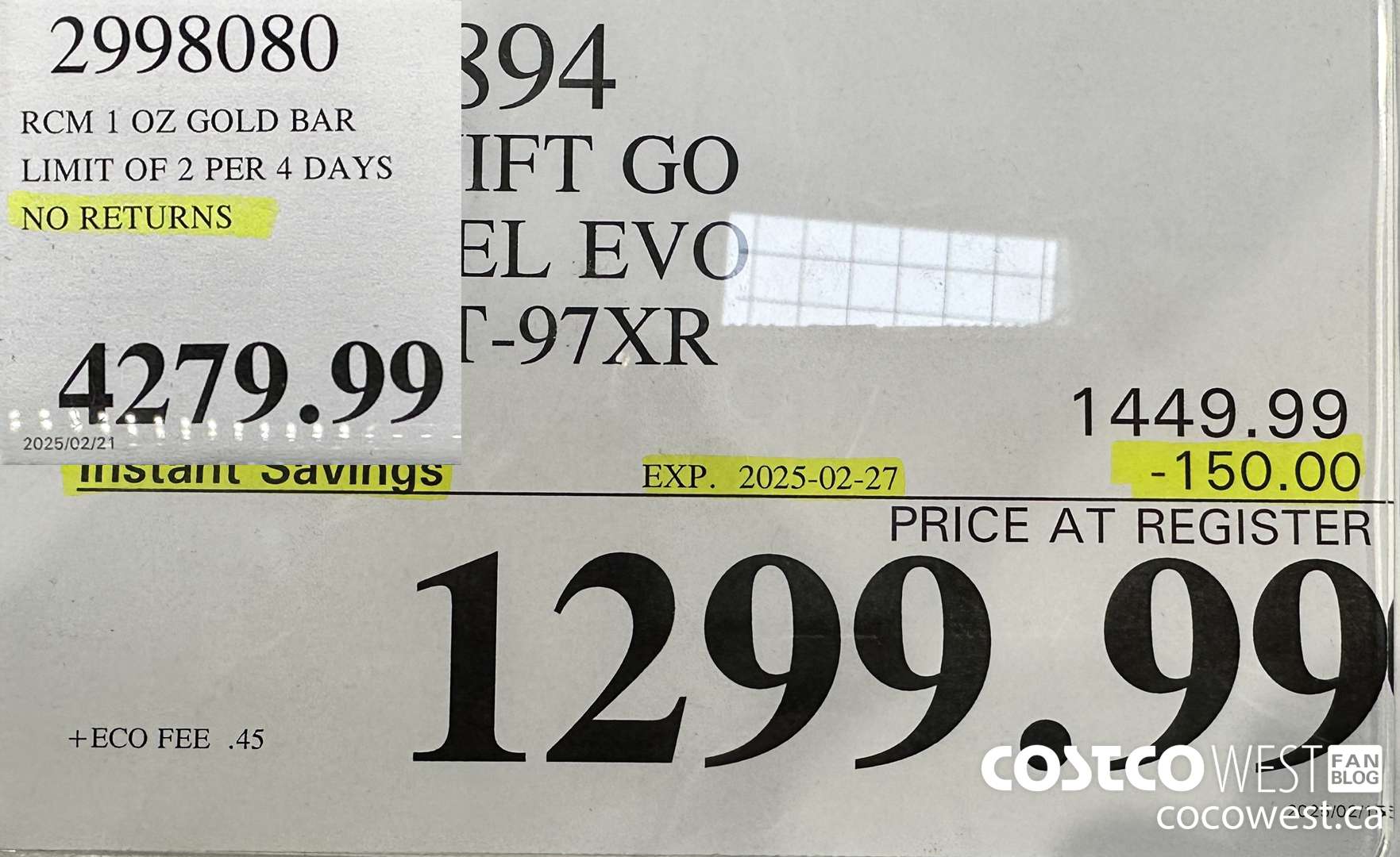 2998080 RCM 1 OZ GOLD BAR LIMIT OF 2 PER 7 DAYS NO RETURNS $4279.99