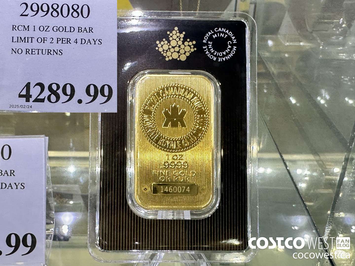 2998080 RCM 1 OZ GOLD BAR LIMIT OF 2 PER 7 DAYS NO RETURNS $4289.99