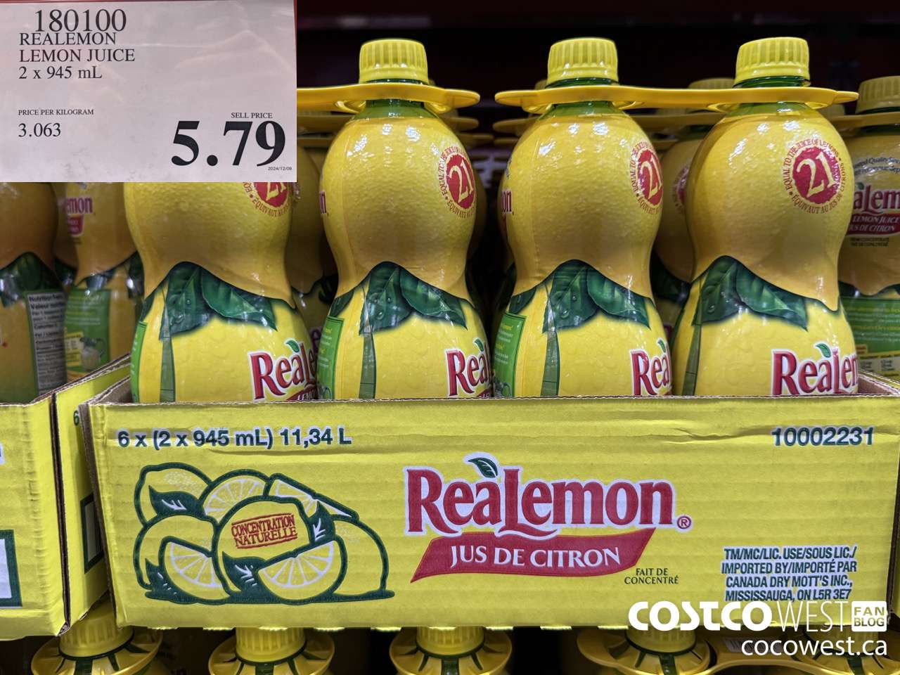 180100 REALEMON LEMON JUICE 2 x 945 ml $5.79