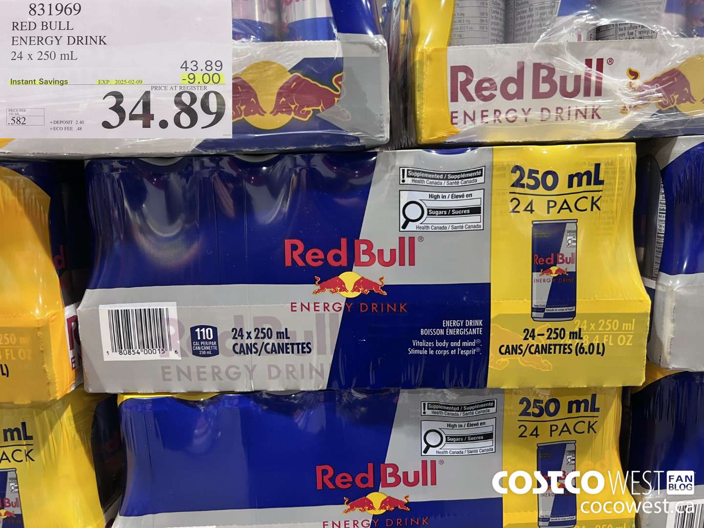 831969 RED BULL ENERGY DRINK 24 X 250ML ($9.00 INSTANT SAVINGS EXPIRES ON 2025-02-09) $34.89